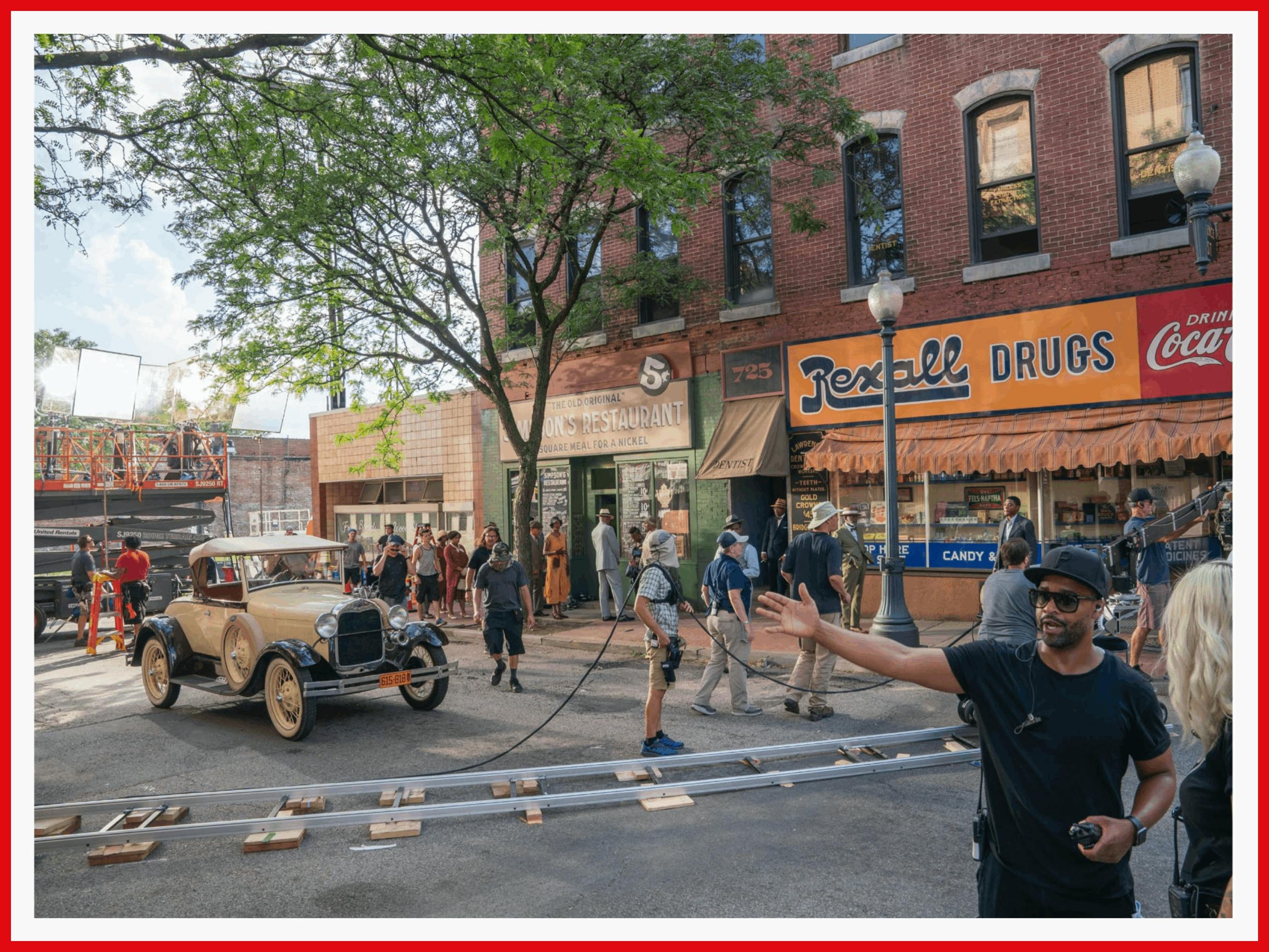 2020 meets 1927 as the crew mill about the set of Ma Rainey’s Black Bottom