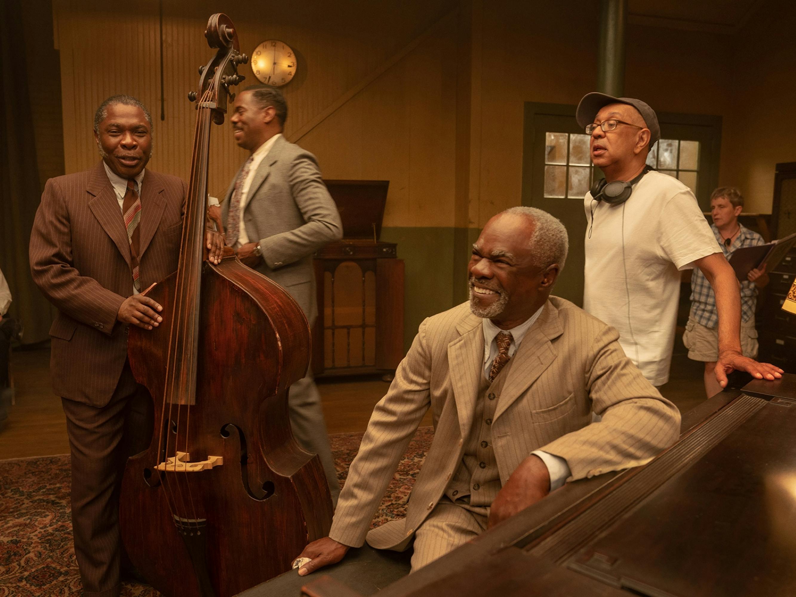 George C. Wolfe between takes with Ma Rainey’s band.