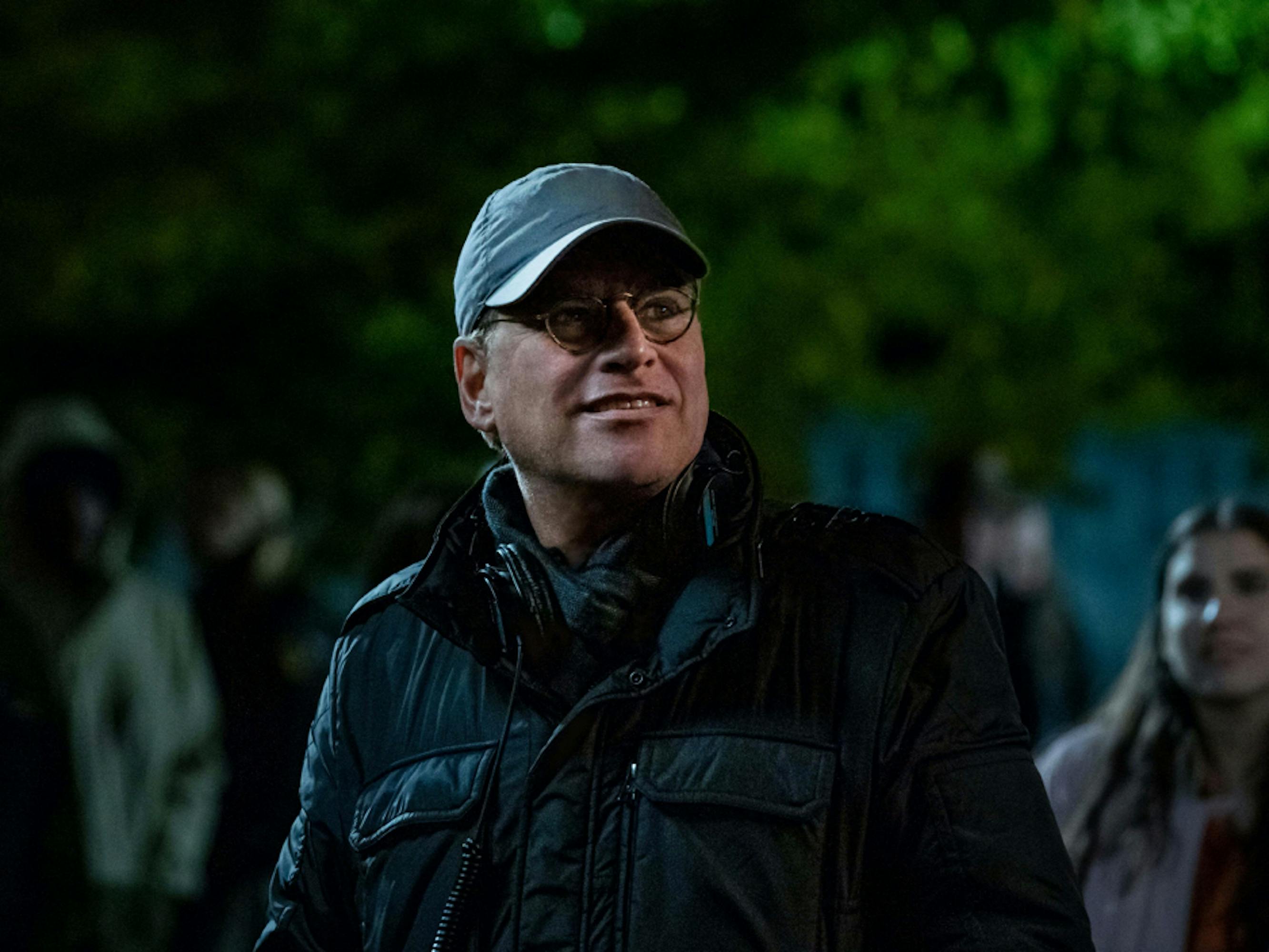 Writer-director Aaron Sorkin on set