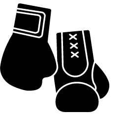 black boxing gloves with white lacing.