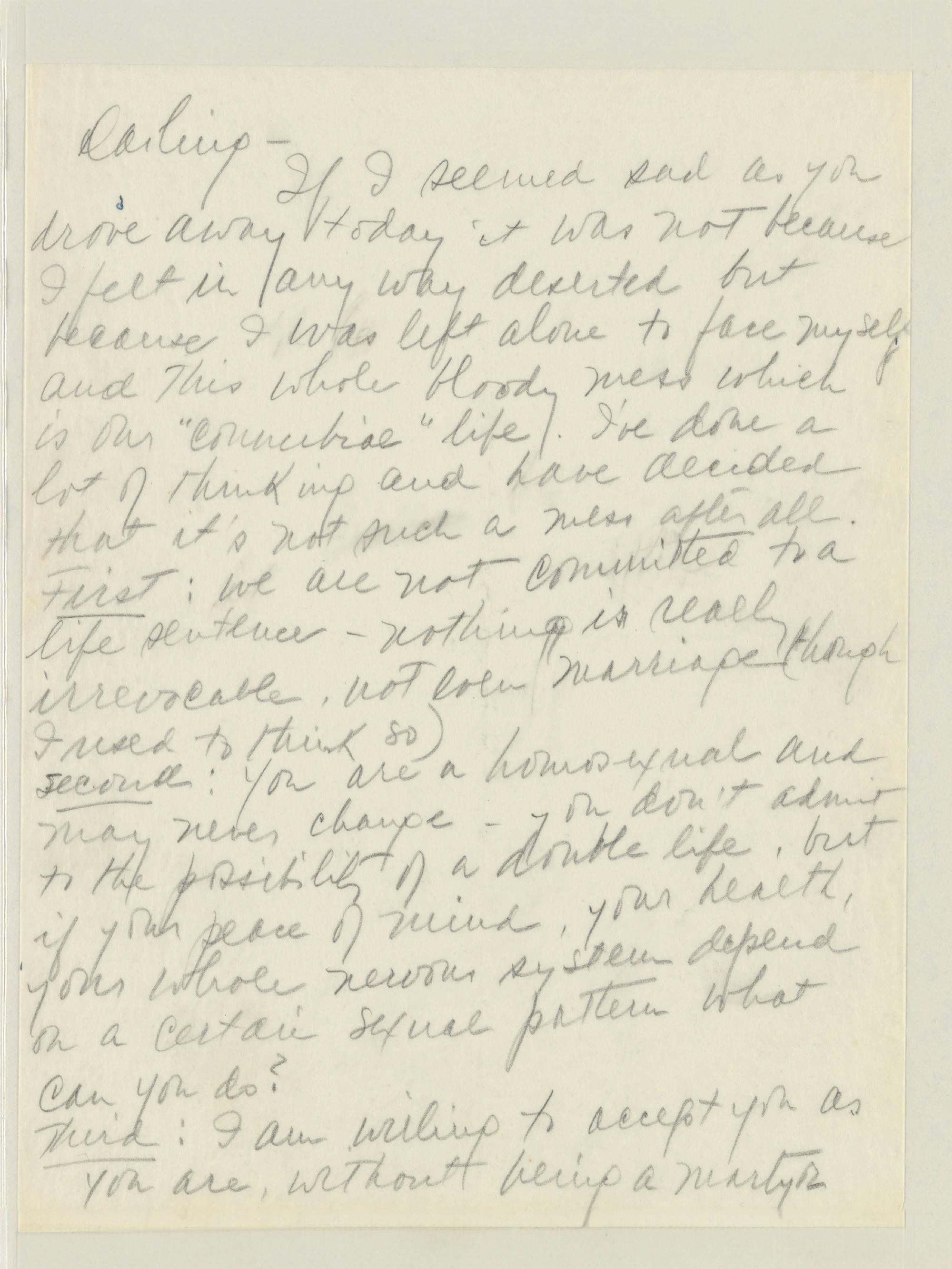 Letter from Felicia Montealegre Cohn Bernstein to Leonard Bernstein