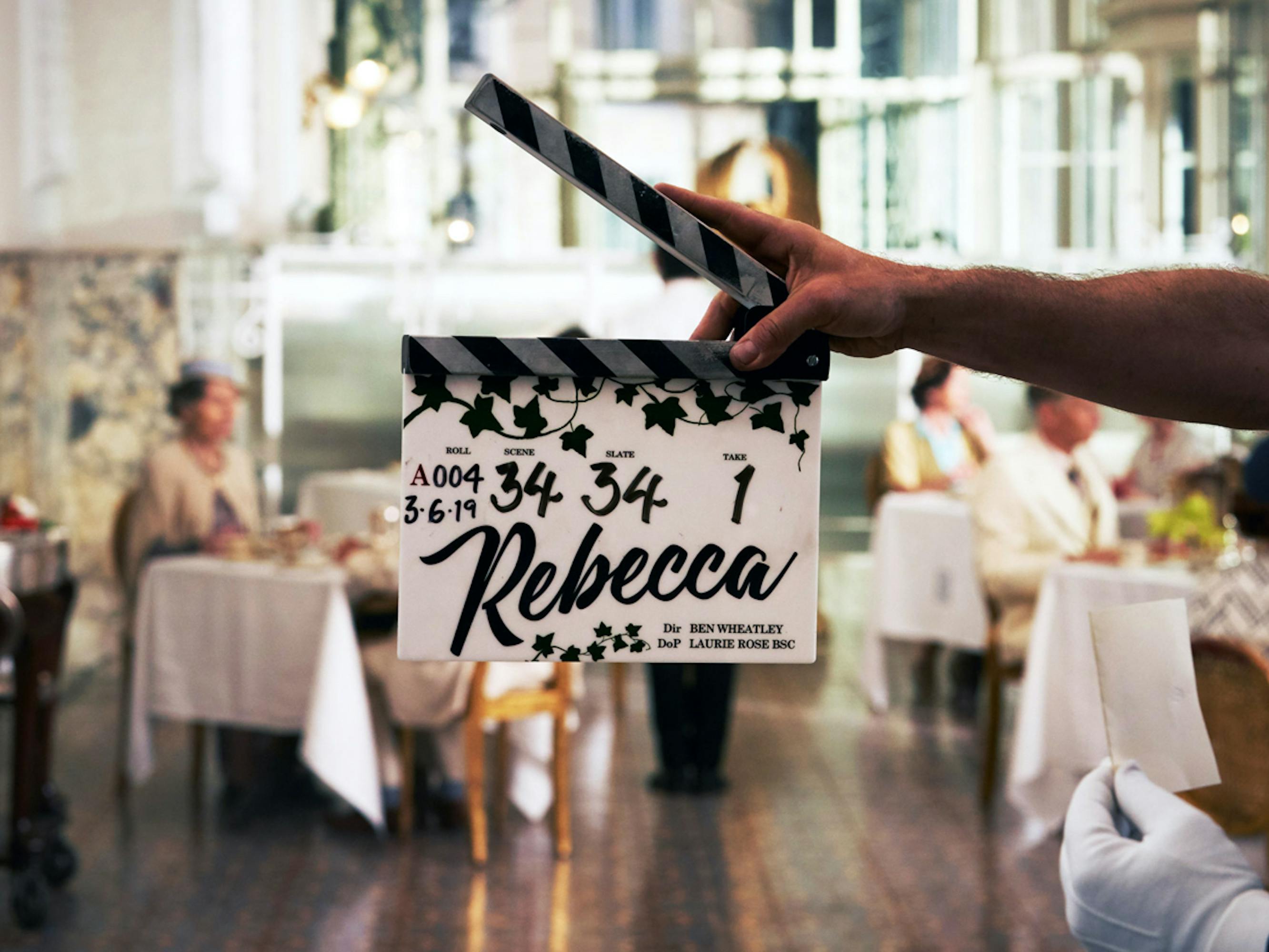 Clapperboard from the set of *Rebecca*