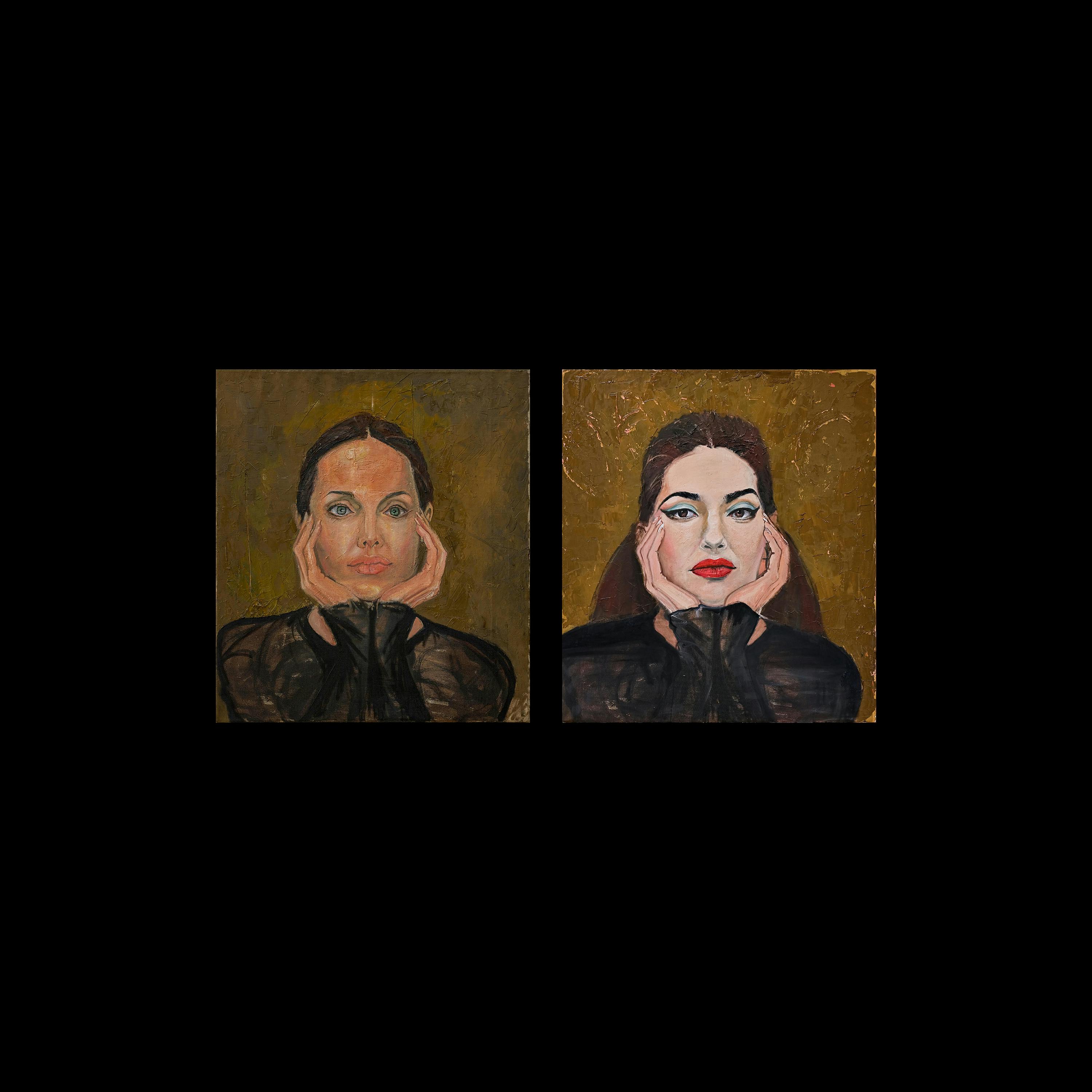 Chaz Guest's diptych of Angelina Jolie and Angelina Jolie as Maria Callas.