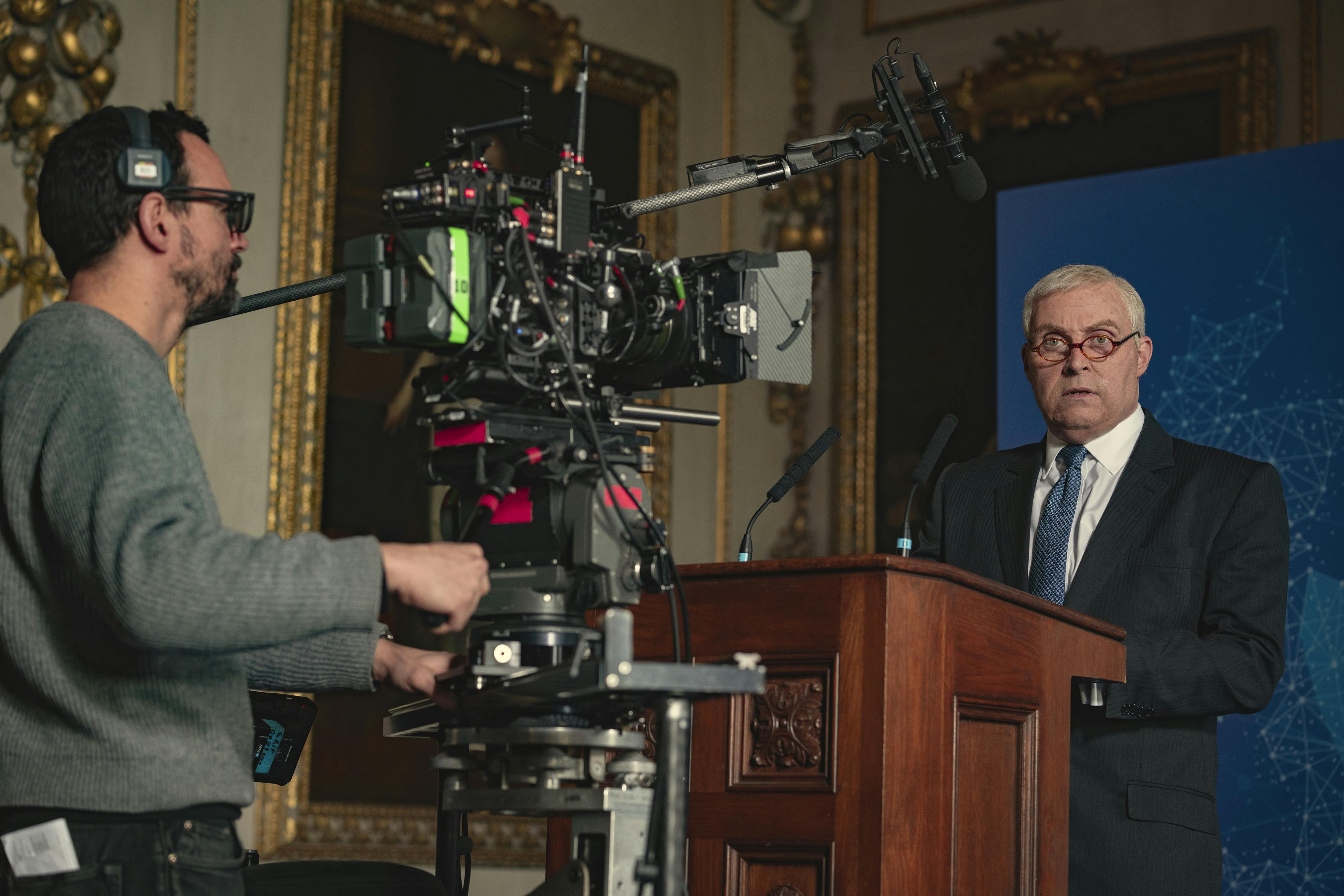 Rufus Sewell behind the scenes of Scoop.