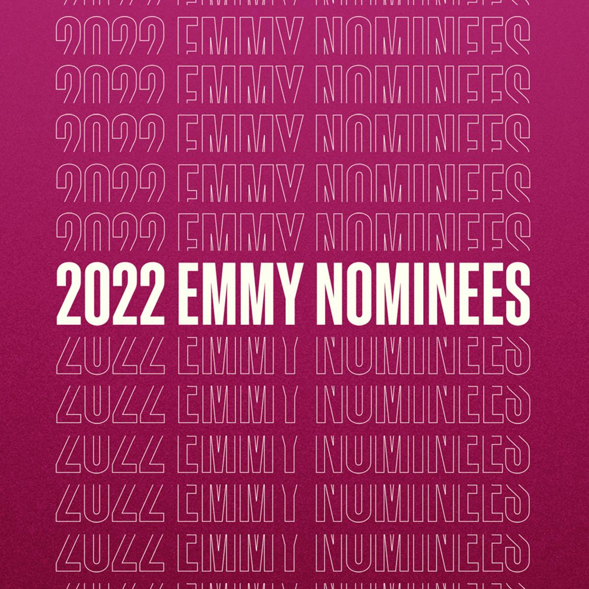 A pink title card that reads 2022 Emmy Nominees.
