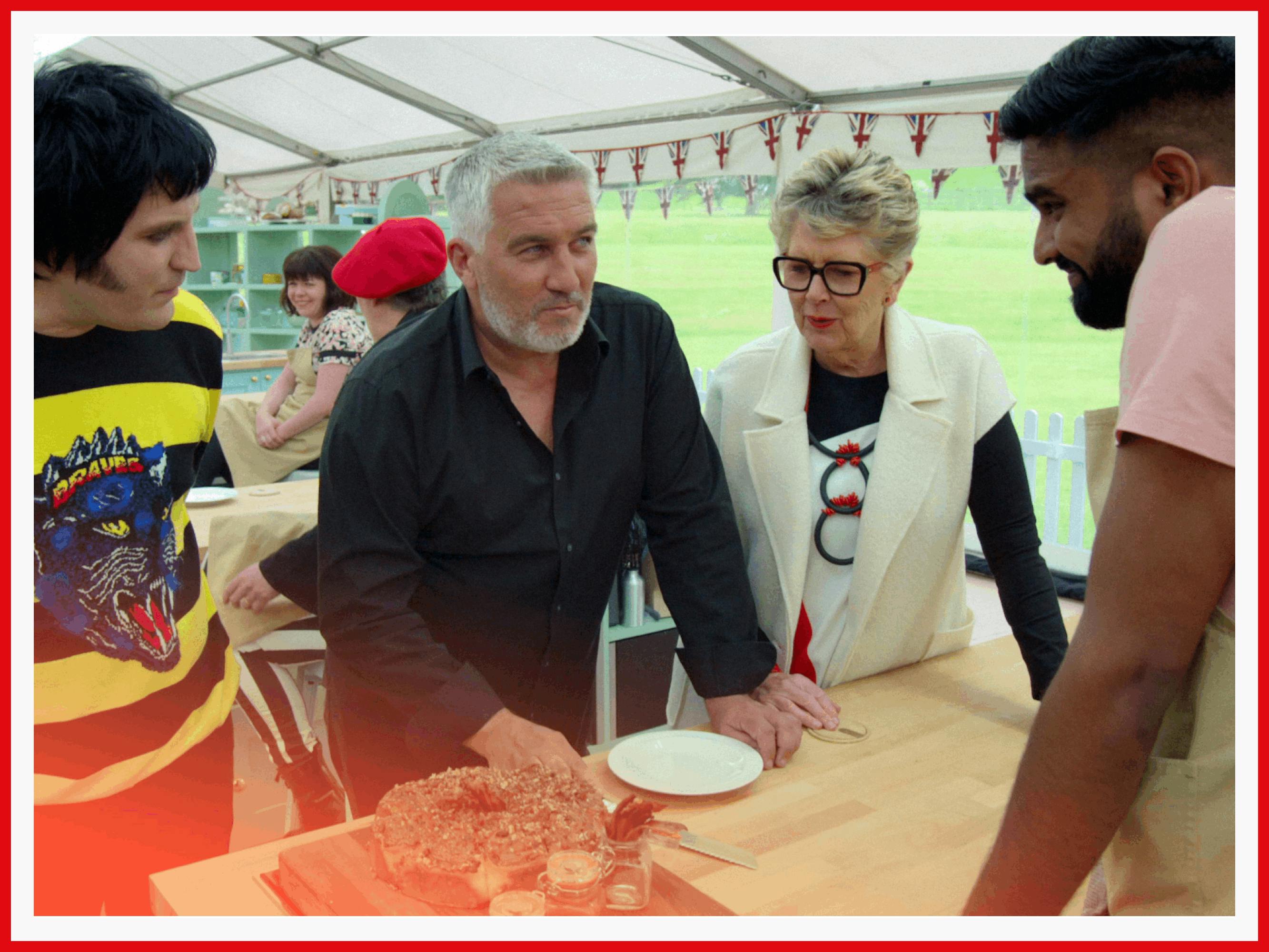 Paul Hollywood gives Antony that signature blank stare as he assesses his bake.