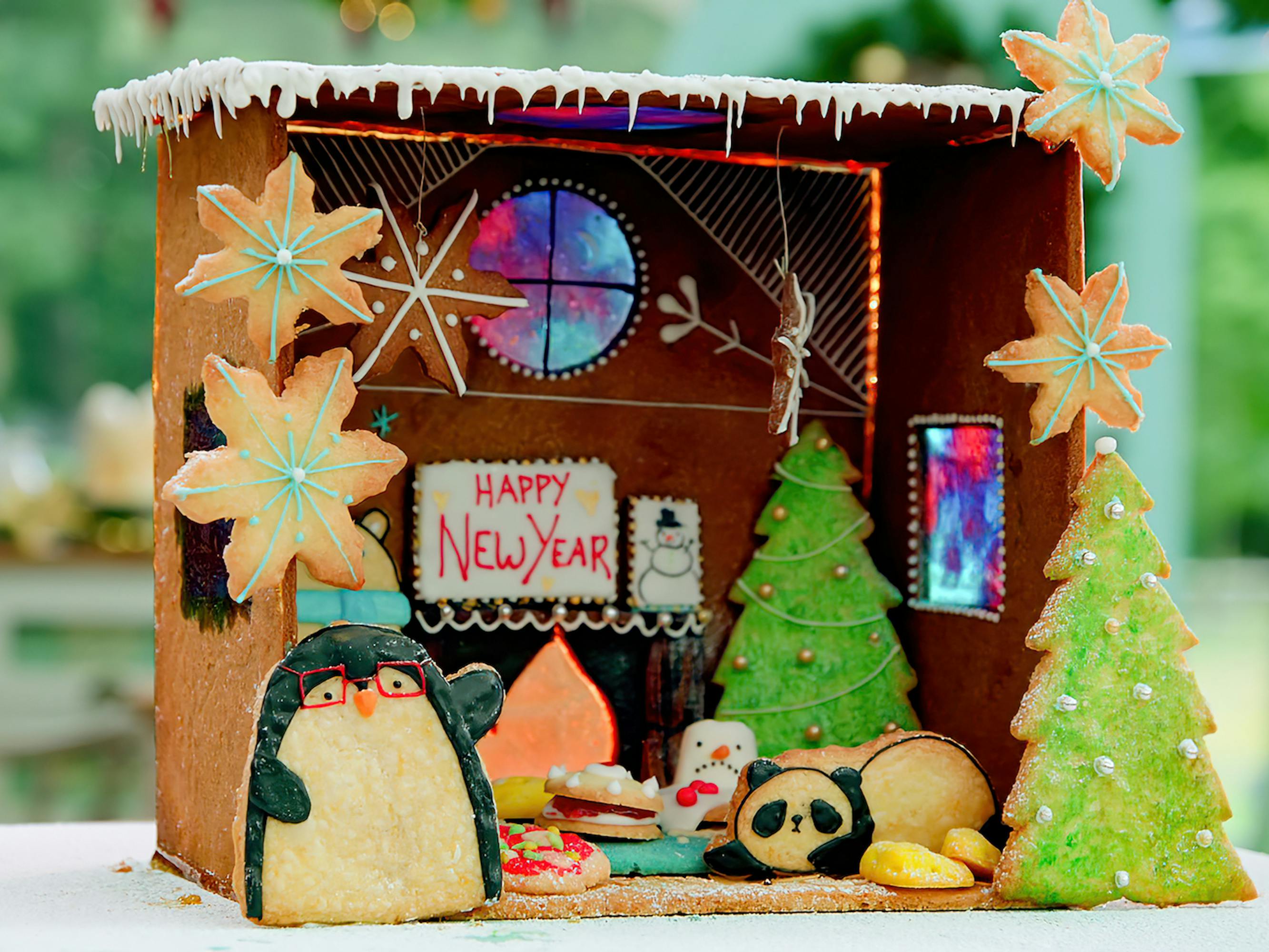 A Christmas diarama with sugary looking snacks.