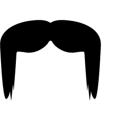 a black wig with a middle part.