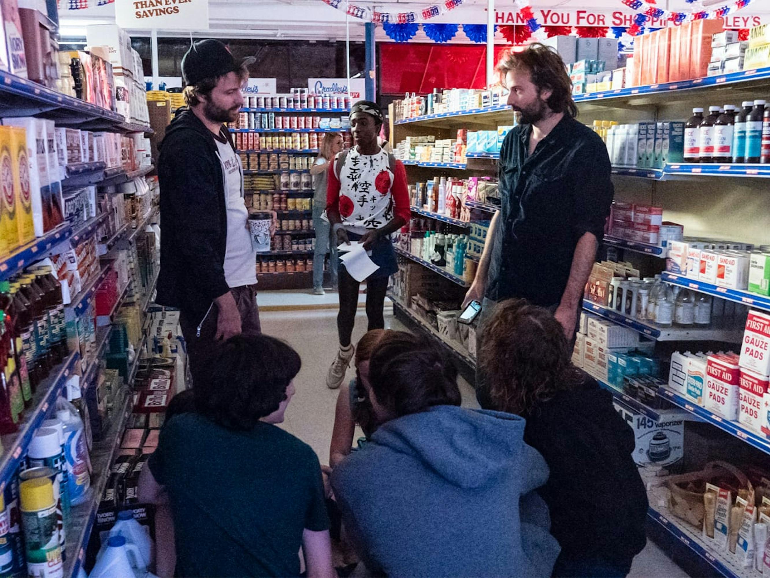 The Duffer brothers on set