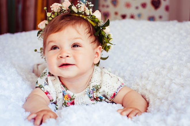 Baby girl with flower crown