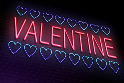 neon letters spelling out valentine