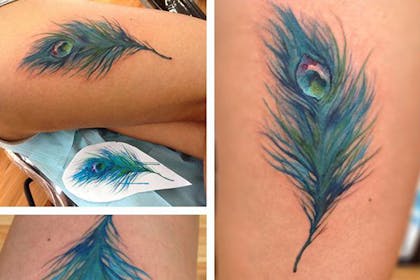 feather tattoos on wrist