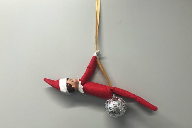 Elf on the Shelf on a wrecking ball