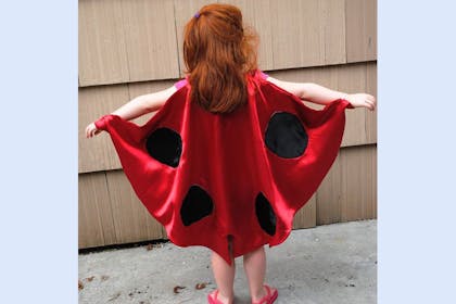 Kid wearing Mrs Ladybug costume from James and the Giant Peach