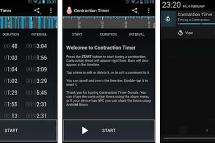 Screen shot of Contraction Timer app