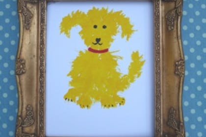 Paint a dog picture with a toothbrush