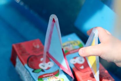 homemade boats made from juice boxes