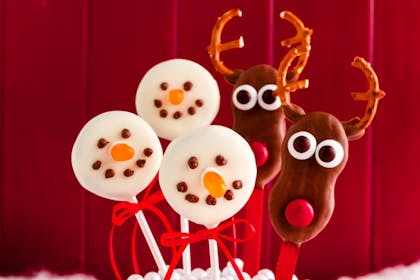 Snowman and deer chocolate lollies