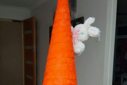 Carrot Easter bonnet with bunny
