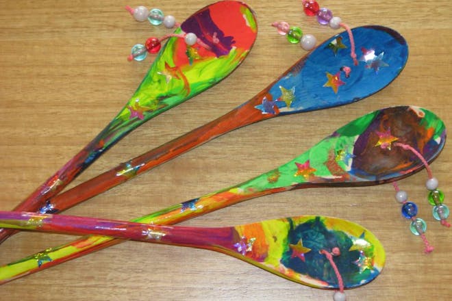 painted wooden spoons turned into homemade musical instruments