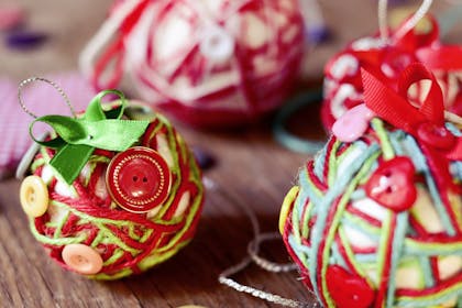christmas baubles decorated with buttons