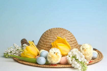 Easter bonnet with chicks and eggs