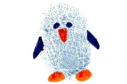 Penguin painted around a thumbprint