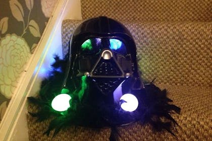 Darth vadar costume decorated as Easter bonnet