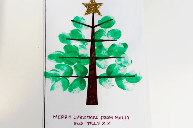 homemade fingerprint Christmas tree picture