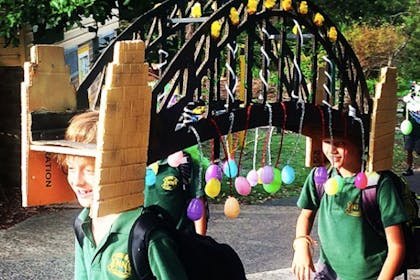 Boys with bridge hat Easter bonnet