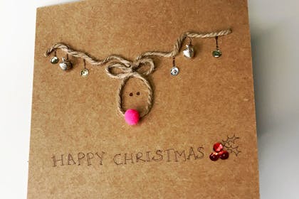 Homemade Christmas card with reindeer