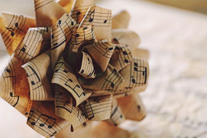 Bow made from sheet music