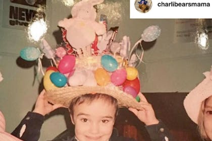 Over-the-top Easter bonnet with loads of eggs and rabbit decorations