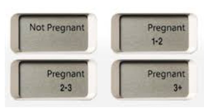 Pregnancy test screens showing different pregnancy test results