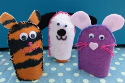 Tiger, dog and mouse felt finger puppet characters