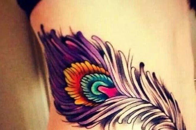 Bright feather tattoo