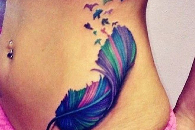 6. Watercolor Feather Tattoos for Ladies - wide 1