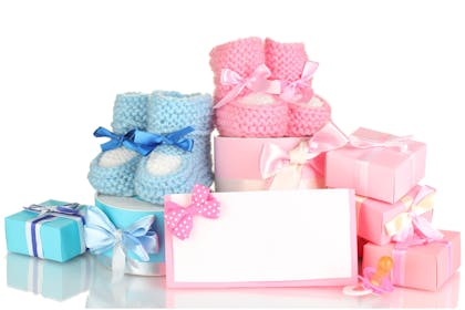 baby boy and girl booties and gifts