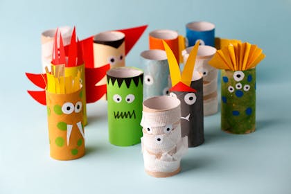 toilet rolls decorated like monsters