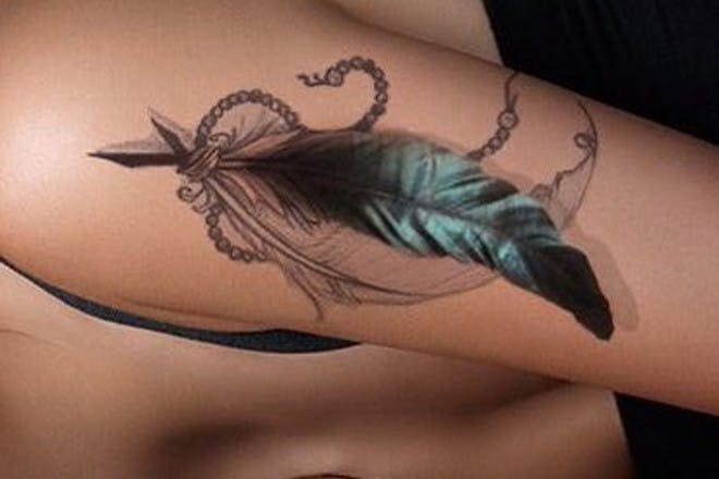 3D feather tattoo