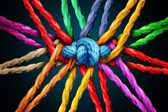 Knots of coloured string