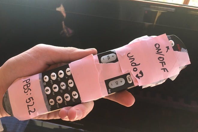 Remote control covered in tape