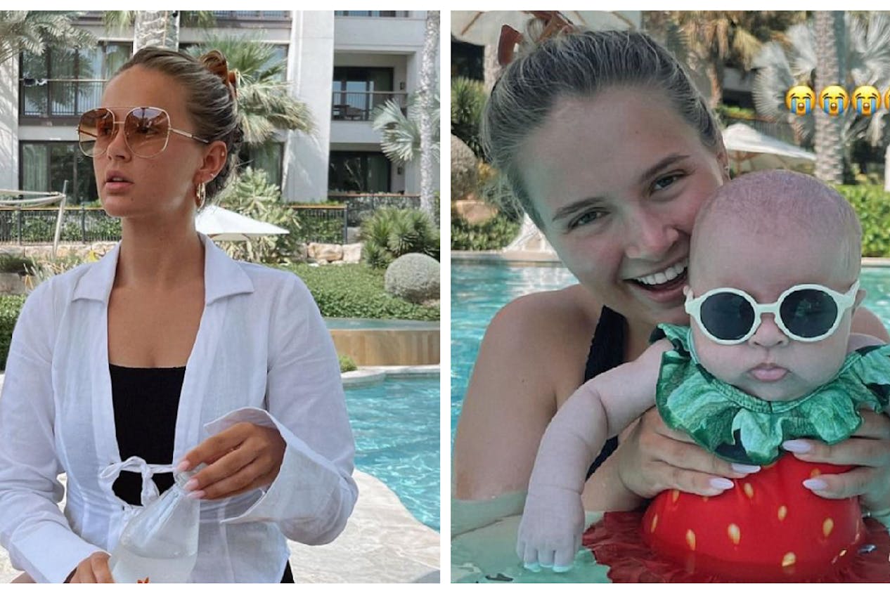 Molly-Mae Hague reads her own book by the pool in Dubai as she