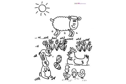 Easter animals colouring in picture