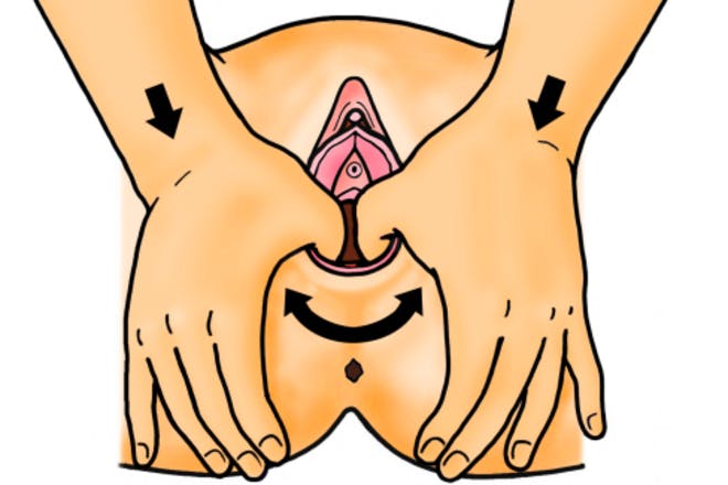 Illustration to show how to perform perineal massage