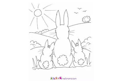 easter bunnies sunrise colouring in picture
