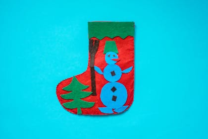 Christmas stocking decorated with felt