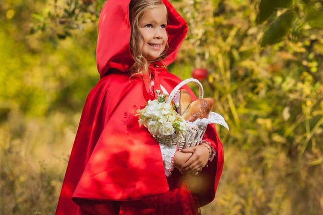 girl in little red riding hood costume