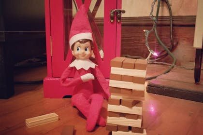 Elf on the Shelf Jenga tower