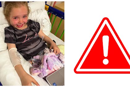 Madison tearful in hospital bed | Warning triangle